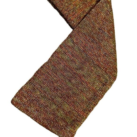 Y2K Unyx Brown sweater Twisted front metallic Gold fine knit top size medium - Picture 9 of 12